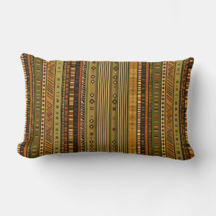 Rustic Boho Tribal Stripes Lumbar Pillow