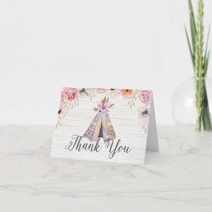 Rustic Boho Tribal Teepee Thank You Card