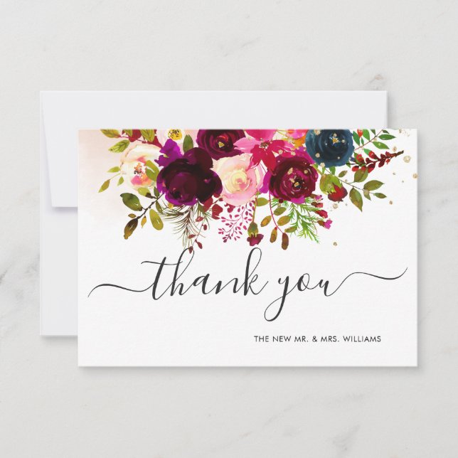 Rustic Boho Watercolor Blush Marsala Navy Invitation (Front)