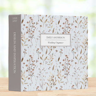 Rustic Boho Watercolor Brown Fall Floral Botanical Binder
