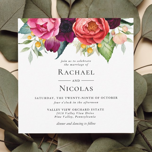 Rustic Boho Watercolor Floral Wedding Invitation (Creator Uploaded)