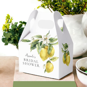 Rustic Boho Watercolor Lemons Bridal Shower Favor Box