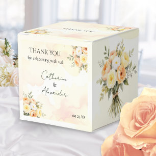 Rustic Boho Watercolor Roses Wedding Thank You Favor Box