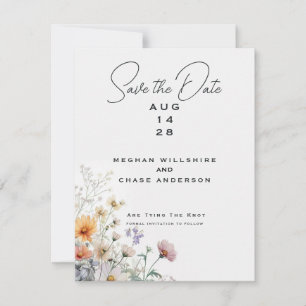 Rustic Boho Watercolor Wildflowers Invitation