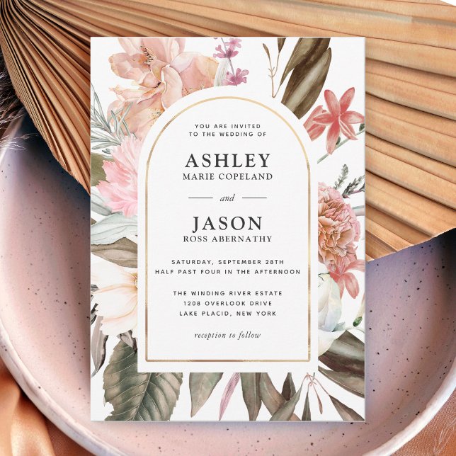 Rustic Boho Watercolor Wildflowers Wedding Invitation (Creator Uploaded)