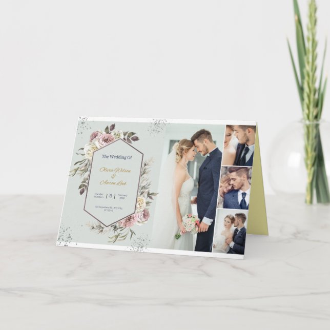 Rustic Boho Wedding Invitation with Watercolor  (Front)