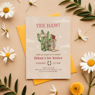 Rustic Boho Western Desert 1st Rodeo Birthday Invitation