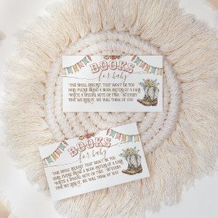 Rustic Boho Wild West Baby Girl Shower books Enclosure Card