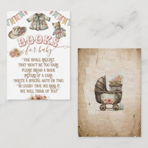 Rustic Boho Wild West Baby Girl Shower books Enclosure Card