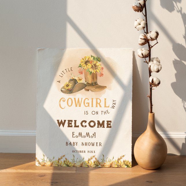 Rustic Boho Wild West Girl Baby Shower Welcome Poster (Creator Uploaded)