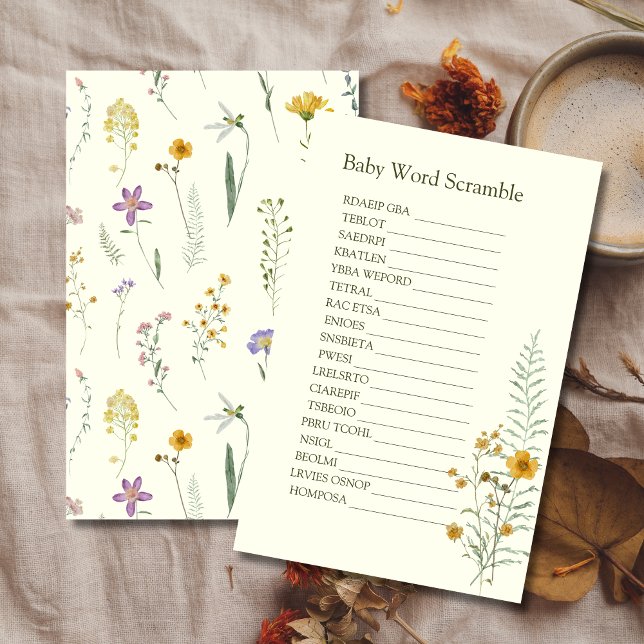 Rustic Boho Wildflower Diaper Raffle Card (Creator Uploaded)