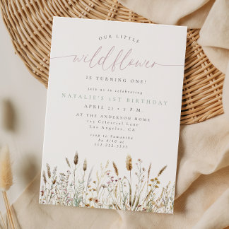 Rustic Boho Wildflower Field Birthday Invitation