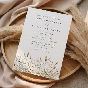 Rustic Boho Wildflower Field Wedding Invitation