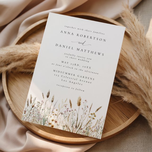 Rustic Boho Wildflower Field Wedding Invitation (Creator Uploaded)
