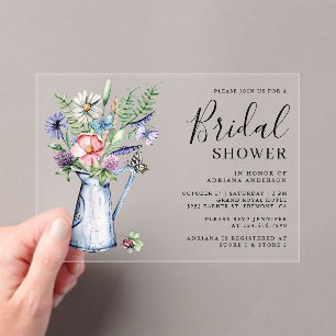 Rustic Boho Wildflower Floral Bridal Shower Acrylic Invitations