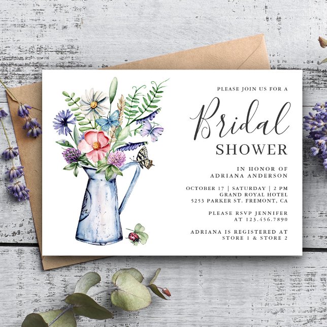 Rustic Boho Wildflower Floral Bridal Shower Invitation (Creator Uploaded)