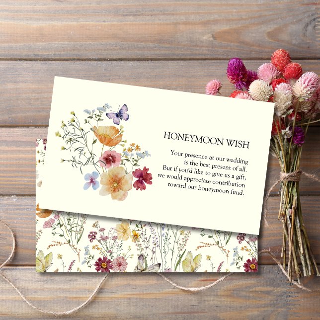 Rustic Boho Wildflower Honeymoon Wish Enclosure Card (Creator Uploaded)