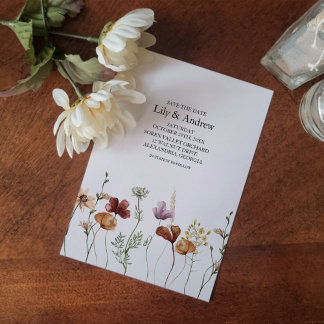 Rustic Boho Wildflower Save The Date Invitation