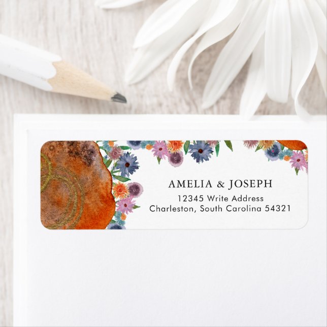 Rustic Boho Wildflower Wedding RSVP Return Address (Insitu)