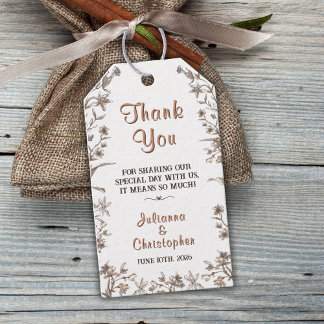 Rustic Boho Wildflowers Copper Wedding Gift Tags