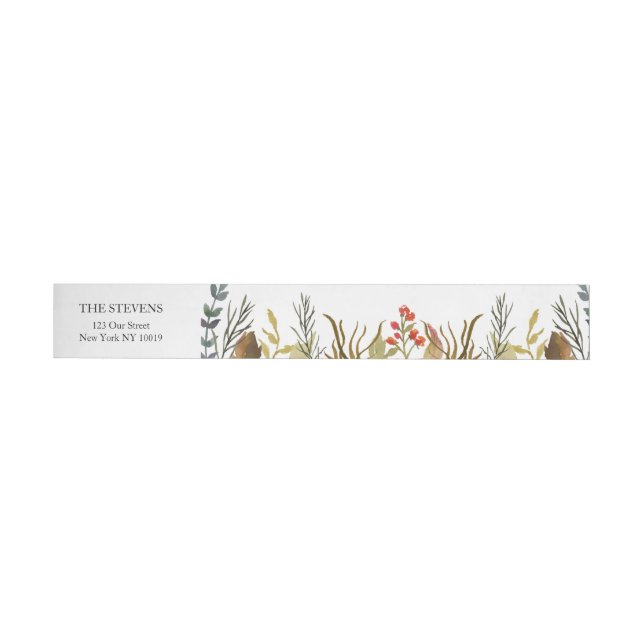 Rustic Boho Woodland Animals Watercolor Wedding Wraparound Address Label (Individual)