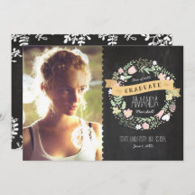 Rustic Boho Wreath Chalkboard Graduation Photo