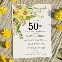 Rustic Boho Yellow Daffodil 50th Birthday