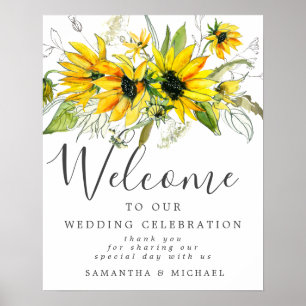 Rustic Boho Yellow Sunflower Wedding Welcome Sign
