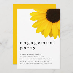 Rustic Bold Yellow Sunflower Engagement Party Invitation