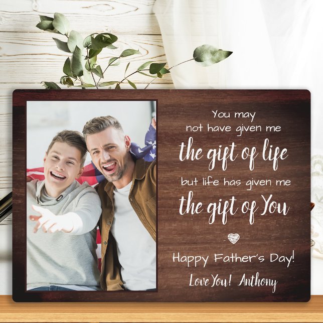 Rustic BONUS DAD Poem Custom Photo Father's Day Plaque (Creator Uploaded)