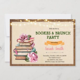 Rustic book bridal shower invitation