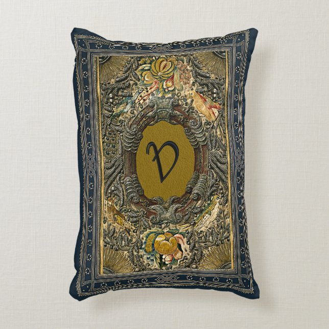 Rustic Book Cover Cushions Embroidered Monogram (Front(Vertical))