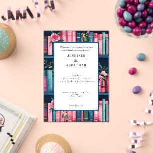Rustic Book Lovers Print Wedding Invitation