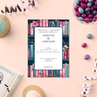 Rustic Book Lovers Print Wedding Invitation