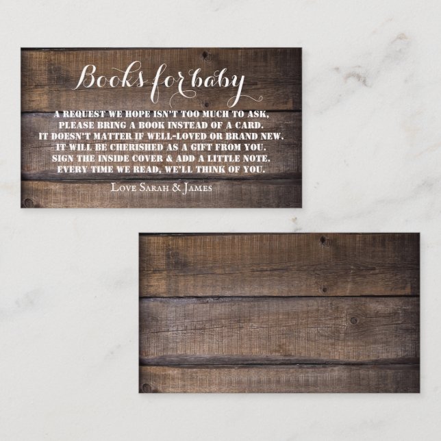 Rustic Book Request Baby Shower Invitation Card (Front/Back)