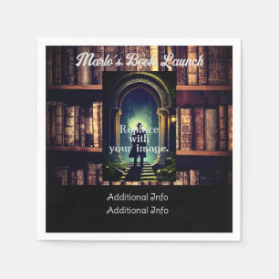 Rustic Bookshelves Background Napkin
