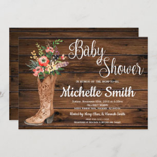 Rustic Boot Country Bridal Western Baby Shower Invitation