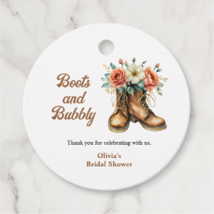 Rustic Boots and Bubbly Western Bridal Shower  Favour Tags