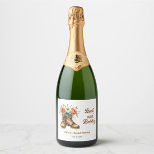 Rustic Boots and Bubbly Western Bridal Shower Sparkling Wine Label