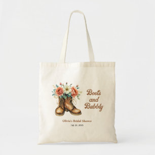 Rustic Boots and Bubbly Western Bridal Shower  Tote Bag