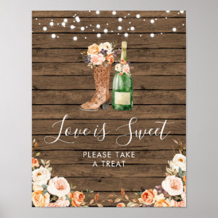 Rustic Boots & Bubbly Bridal Shower Love is Sweet Poster