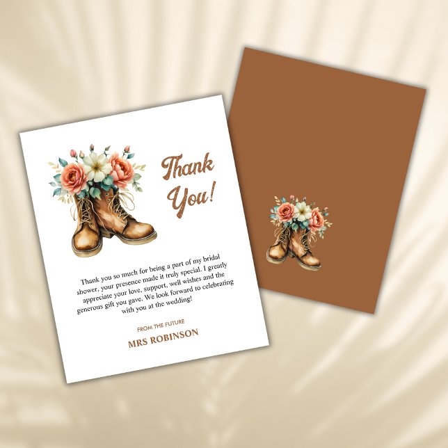 Rustic Boots & Bubbly Bridal Shower Thank You Card (Budget Rustic Boots & Bubbly Bridal Shower Thank You Card  )