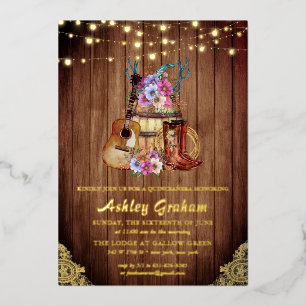 Rustic Boots Cowgirl Quinceañera 15th Birthday Inv