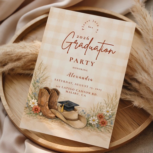 Rustic Boots Graduation Party Invitation (Creator Uploaded)
