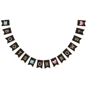 Rustic Boots or Bows Gender Reveal Baby Shower Bunting Flags