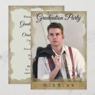 Rustic Border Photo Graduation Party Invitation