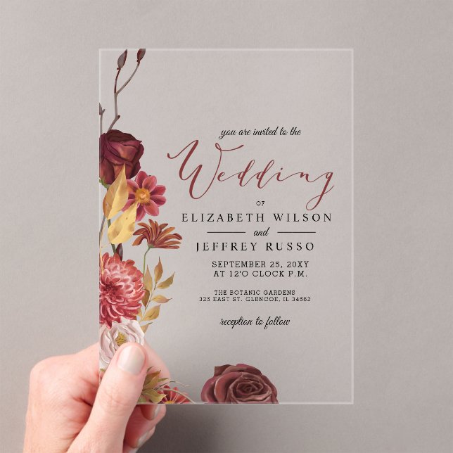 Rustic Botanical Autumn Fall Wedding Invitation (Insitu (Handheld))