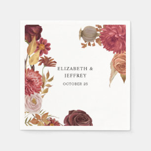 Rustic Botanical Autumn Fall Wedding  Napkin