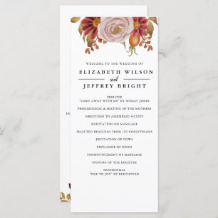 Rustic Botanical Autumn Fall Wedding Program