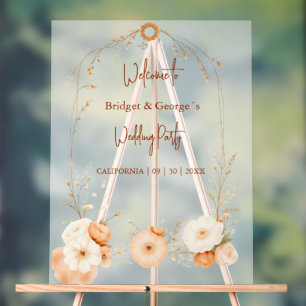 Rustic Botanical Autumn Frame wedding welcome Acr Acrylic Sign
